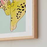 "Mama and Baby Giraffe" - Art Print in Mint Green by Char-Lynn Griffiths - Frame Close-up