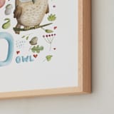 "O is for Owl;" - Art Print in Owl brown by Anastasia Semanina - Frame Close-up