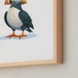 "Puffin Explorer" - Art Print in Foggy Bay by Diana Pinnell - Frame Close-up