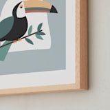 "Toucan in the Jungle" - Art Print in Sky by Christie Garcia - Frame Close-up