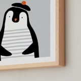 "The French penguin" - Art Print in Ash grey by Sharon O. - Frame Close-up