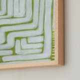 "Exclusive Lines and Stripes" - Art Print in Green Gold by Lauren Rutley - Frame Close-up