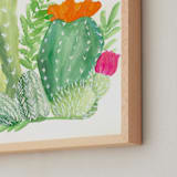 "Cactus In Bloom" - Art Print in Cactus Green by Lizzie Bowman - Frame Close-up