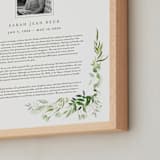 "Verdure Obituary Print" - Custom Print in White by Leah Bisch - Frame Close-up