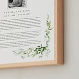 "Verdure Obituary Print" - Custom Print in White by Leah Bisch - Frame Close-up