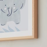 "Elephant Portrait" - Art Print in Calm Blue by Carolyn MacLaren - Frame Close-up