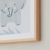 "Elephant Portrait" - Art Print in Calm Blue by Carolyn MacLaren - Frame Close-up