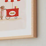 "Hot Dog Cart" - Art Print in Red by Itsy Belle Studio - Frame Close-up