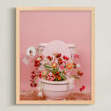 "Fertile Blooms" - Art Print in Tulip Field Pink by Theresa Bear - Framed