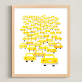 "Taxis in Traffic" - Art Print in White by BernadetteSosa - Framed
