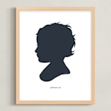"Silhouette: Custom Print with Text" - Custom Print in Midnight Blue by Minted - Framed