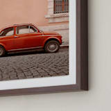 "An Italian Classic in Rome" - Art Print in Red Rosa by Kelsey Mucci - Frame Close-up