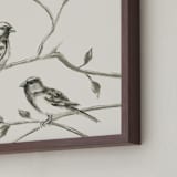 "Birds I" - Art Print in Sand by Teju Reval - Frame Close-up
