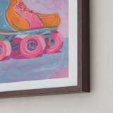 "Roller Skater Joy" - Art Print in Bubblegum Pink by Lucrecia Caporale - Frame Close-up