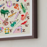 "Musical Alphabet" - Art Print in Retro Rainbow by DorothyDear Creations - Frame Close-up