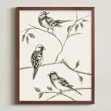 "Birds I" - Art Print in Sand by Teju Reval - Framed