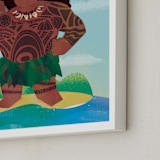 "Maui the Wayfinder from Disney's Moana" - Personalized Art Print in Deep Sea by Lori Wemple - Frame Close-up