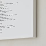 "Your Lyrics: Custom Print " - Custom Print in White by Minted - Frame Close-up