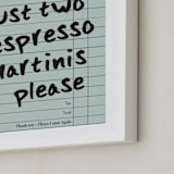 "Guest Check: Custom Print" - Custom Print in Teal by Jennifer Lew - Frame Close-up