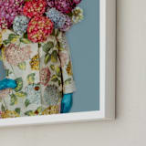 "Shes Blooming Worth " - Art Print in Summer Sky Blue by Theresa Bear - Frame Close-up