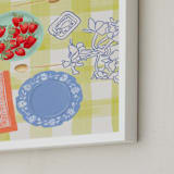 "Dinner For Two" - Art Print in Citrine by Mariana Suárez Pierre - Frame Close-up