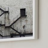 "Stage Door" - Art Print in Soft Blue by Baumbirdy - Frame Close-up