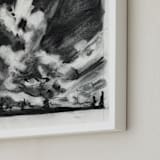"plume" - Art Print in Charcoal by Kelly Johnston - Frame Close-up