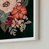 "Mixed Botanicals II" - Art Print in Green by Susan Moyal - Frame Close-up