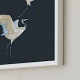 "Crane dance" - Art Print in Moody blue by Nina Leth - Frame Close-up