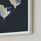 "Crane dance" - Art Print in Moody blue by Nina Leth - Frame Close-up