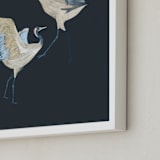 "Crane dance" - Art Print in Moody blue by Nina Leth - Frame Close-up