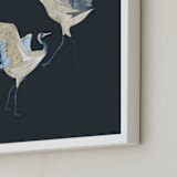 "Crane dance" - Art Print in Moody blue by Nina Leth - Frame Close-up