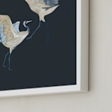 "Crane dance" - Art Print in Moody blue by Nina Leth - Frame Close-up