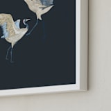 "Crane dance" - Art Print in Moody blue by Nina Leth - Frame Close-up