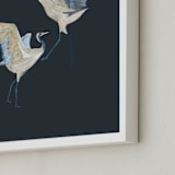 "Crane dance" - Art Print in Moody blue by Nina Leth - Frame Close-up