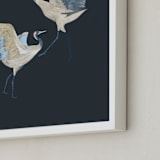"Crane dance" - Art Print in Moody blue by Nina Leth - Frame Close-up