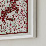 "Lamb Linocut" - Art Print in Rust by Ash Weaver - Frame Close-up