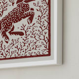 "Lamb Linocut" - Art Print in Rust by Ash Weaver - Frame Close-up