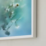 "Daisies in aqua" - Art Print in Capri Blue by Aralyn Griesbach - Frame Close-up