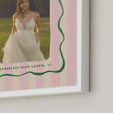 "Whimsical Stripes: Portrait Framed Photo" - Framed Photo in Raspberry Matcha by Vera Lim - Frame Close-up