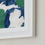 "Michigan in Paint" - Art Print in Michigan Blue by Denise Wong - Frame Close-up