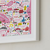 "I Love Seattle" - Art Print in Flamingo Pink by Jordan Sondler - Frame Close-up