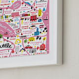 "I Love Seattle" - Art Print in Flamingo Pink by Jordan Sondler - Frame Close-up