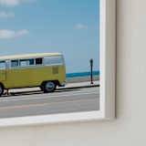 "Yellow Van II" - Art Print in Sunshine Yellow by Jennifer Little - Frame Close-up