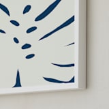 "Botanical on Indigo" - Art Print in Indigo Blue by Deborah Velasquez - Frame Close-up
