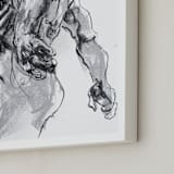 "Drawing 369 - Standing Man" - Art Print in Deep Charcoal by Derek overfield - Frame Close-up