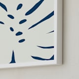 "Botanical on Indigo" - Art Print in Indigo Blue by Deborah Velasquez - Frame Close-up