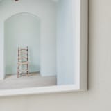 "Seated in Greece" - Art Print in Hint of Blue by Kaitie Bryant - Frame Close-up