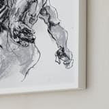 "Drawing 369 - Standing Man" - Art Print in Deep Charcoal by Derek overfield - Frame Close-up