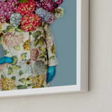 "Shes Blooming Worth " - Art Print in Summer Sky Blue by Theresa Bear - Frame Close-up